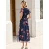 image:imageANRABESS Women Summer Floral Maxi Dress Short Sleeve Boho Flowy Tulle Beach Vacation Wedding Guest 2026 Party Long DressesBrown Floral Dark Blue