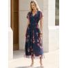 image:imageANRABESS Women Summer Floral Maxi Dress Short Sleeve Boho Flowy Tulle Beach Vacation Wedding Guest 2026 Party Long DressesBrown Floral Dark Blue