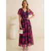 image:imageANRABESS Women Summer Floral Maxi Dress Short Sleeve Boho Flowy Tulle Beach Vacation Wedding Guest 2026 Party Long DressesHot Pink Floral