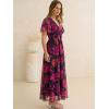 image:imageANRABESS Women Summer Floral Maxi Dress Short Sleeve Boho Flowy Tulle Beach Vacation Wedding Guest 2026 Party Long DressesHot Pink Floral