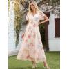 image:imageANRABESS Women Summer Floral Maxi Dress Short Sleeve Boho Flowy Tulle Beach Vacation Wedding Guest 2026 Party Long DressesMulticolored Rose Apricot