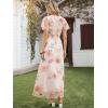 image:imageANRABESS Women Summer Floral Maxi Dress Short Sleeve Boho Flowy Tulle Beach Vacation Wedding Guest 2026 Party Long DressesMulticolored Rose Apricot