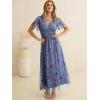 image:imageANRABESS Women Summer Floral Maxi Dress Short Sleeve Boho Flowy Tulle Beach Vacation Wedding Guest 2026 Party Long DressesPurple Floral Blue