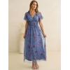 image:imageANRABESS Women Summer Floral Maxi Dress Short Sleeve Boho Flowy Tulle Beach Vacation Wedding Guest 2026 Party Long DressesPurple Floral Blue