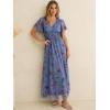 image:imageANRABESS Women Summer Floral Maxi Dress Short Sleeve Boho Flowy Tulle Beach Vacation Wedding Guest 2026 Party Long DressesPurple Floral Blue