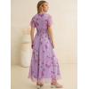 image:imageANRABESS Women Summer Floral Maxi Dress Short Sleeve Boho Flowy Tulle Beach Vacation Wedding Guest 2026 Party Long DressesPurple Rose