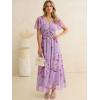 image:imageANRABESS Women Summer Floral Maxi Dress Short Sleeve Boho Flowy Tulle Beach Vacation Wedding Guest 2026 Party Long DressesPurple Rose