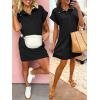 image:imageANRABESS Women Summer Shirt Dress Casual Short Sleeve Henley Neck Mini Shift Tunic Dresses 2026 Beach Vacation Cruise ClothesBlack