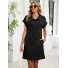 image:imageANRABESS Women Summer Shirt Dress Casual Short Sleeve Henley Neck Mini Shift Tunic Dresses 2026 Beach Vacation Cruise ClothesBlack