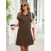 image:imageANRABESS Women Summer Shirt Dress Casual Short Sleeve Henley Neck Mini Shift Tunic Dresses 2026 Beach Vacation Cruise ClothesBrown