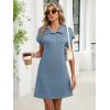 image:imageANRABESS Women Summer Shirt Dress Casual Short Sleeve Henley Neck Mini Shift Tunic Dresses 2026 Beach Vacation Cruise ClothesGrey Blue