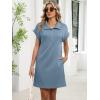 image:imageANRABESS Women Summer Shirt Dress Casual Short Sleeve Henley Neck Mini Shift Tunic Dresses 2026 Beach Vacation Cruise ClothesGrey Blue