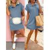image:imageANRABESS Women Summer Shirt Dress Casual Short Sleeve Henley Neck Mini Shift Tunic Dresses 2026 Beach Vacation Cruise ClothesGrey Blue