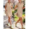 image:imageANRABESS Womens 2026 Summer Collared V Neck Tshirt Dress Casual Cap Sleeve Spring Mini Vacation Dresses with PocketsAlmond