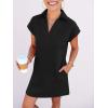 image:imageANRABESS Womens 2026 Summer Collared V Neck Tshirt Dress Casual Cap Sleeve Spring Mini Vacation Dresses with PocketsBlack
