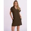 image:imageANRABESS Womens 2026 Summer Collared V Neck Tshirt Dress Casual Cap Sleeve Spring Mini Vacation Dresses with PocketsBrown