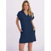 image:imageANRABESS Womens 2026 Summer Collared V Neck Tshirt Dress Casual Cap Sleeve Spring Mini Vacation Dresses with PocketsNavy Blue