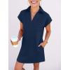 image:imageANRABESS Womens 2026 Summer Collared V Neck Tshirt Dress Casual Cap Sleeve Spring Mini Vacation Dresses with PocketsNavy Blue