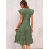 image:imageANRABESS Womens 2026 Summer Midi Dress Hollow Out Eyelet Ruffle Sleeve V Neck Casual Flowy Tiered Beach Vacation SundressArmy Green