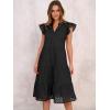 image:imageANRABESS Womens 2026 Summer Midi Dress Hollow Out Eyelet Ruffle Sleeve V Neck Casual Flowy Tiered Beach Vacation SundressBlack