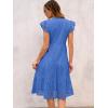 image:imageANRABESS Womens 2026 Summer Midi Dress Hollow Out Eyelet Ruffle Sleeve V Neck Casual Flowy Tiered Beach Vacation SundressBlue