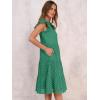 image:imageANRABESS Womens 2026 Summer Midi Dress Hollow Out Eyelet Ruffle Sleeve V Neck Casual Flowy Tiered Beach Vacation SundressDark Green