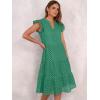 image:imageANRABESS Womens 2026 Summer Midi Dress Hollow Out Eyelet Ruffle Sleeve V Neck Casual Flowy Tiered Beach Vacation SundressDark Green