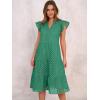 image:imageANRABESS Womens 2026 Summer Midi Dress Hollow Out Eyelet Ruffle Sleeve V Neck Casual Flowy Tiered Beach Vacation SundressDark Green