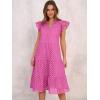 image:imageANRABESS Womens 2026 Summer Midi Dress Hollow Out Eyelet Ruffle Sleeve V Neck Casual Flowy Tiered Beach Vacation SundressHot Pink