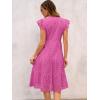 image:imageANRABESS Womens 2026 Summer Midi Dress Hollow Out Eyelet Ruffle Sleeve V Neck Casual Flowy Tiered Beach Vacation SundressHot Pink