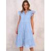 image:imageANRABESS Womens 2026 Summer Midi Dress Hollow Out Eyelet Ruffle Sleeve V Neck Casual Flowy Tiered Beach Vacation SundressLight Blue