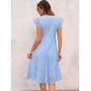 image:imageANRABESS Womens 2026 Summer Midi Dress Hollow Out Eyelet Ruffle Sleeve V Neck Casual Flowy Tiered Beach Vacation SundressLight Blue