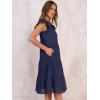 image:imageANRABESS Womens 2026 Summer Midi Dress Hollow Out Eyelet Ruffle Sleeve V Neck Casual Flowy Tiered Beach Vacation SundressNavy Blue