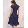 image:imageANRABESS Womens 2026 Summer Midi Dress Hollow Out Eyelet Ruffle Sleeve V Neck Casual Flowy Tiered Beach Vacation SundressNavy Blue