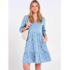 image:imageANRABESS Womens 34 Sleeve Mini Dresses Summer Casual V Neck Flowy Tiered Floral Boho Aline 2026 Beach Vacation Short DressFloral Blue White