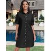 image:imageANRABESS Womens Button Down Shirt Dress Summer Short Sleeve Business Casual Shift Dresses with Pockets 2026 TrendyBlack