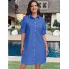 image:imageANRABESS Womens Button Down Shirt Dress Summer Short Sleeve Business Casual Shift Dresses with Pockets 2026 TrendyDeep Blue