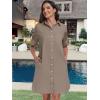 image:imageANRABESS Womens Button Down Shirt Dress Summer Short Sleeve Business Casual Shift Dresses with Pockets 2026 TrendyDeep Khaki