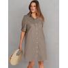 image:imageANRABESS Womens Button Down Shirt Dress Summer Short Sleeve Business Casual Shift Dresses with Pockets 2026 TrendyDeep Khaki