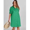image:imageANRABESS Womens Button Down Shirt Dress Summer Short Sleeve Business Casual Shift Dresses with Pockets 2026 TrendyGreen