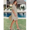 image:imageANRABESS Womens Button Down Shirt Dress Summer Short Sleeve Business Casual Shift Dresses with Pockets 2026 TrendyKhaki