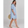 image:imageANRABESS Womens Button Down Shirt Dress Summer Short Sleeve Business Casual Shift Dresses with Pockets 2026 TrendyLight Blue
