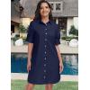 image:imageANRABESS Womens Button Down Shirt Dress Summer Short Sleeve Business Casual Shift Dresses with Pockets 2026 TrendyNavy Blue