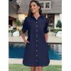 image:imageANRABESS Womens Button Down Shirt Dress Summer Short Sleeve Business Casual Shift Dresses with Pockets 2026 TrendyNavy Blue