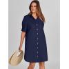 image:imageANRABESS Womens Button Down Shirt Dress Summer Short Sleeve Business Casual Shift Dresses with Pockets 2026 TrendyNavy Blue