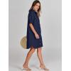 image:imageANRABESS Womens Button Down Shirt Dress Summer Short Sleeve Business Casual Shift Dresses with Pockets 2026 TrendyNavy Blue