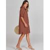 image:imageANRABESS Womens Button Down Shirt Dress Summer Short Sleeve Business Casual Shift Dresses with Pockets 2026 TrendyRed Brown