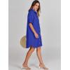 image:imageANRABESS Womens Button Down Shirt Dress Summer Short Sleeve Business Casual Shift Dresses with Pockets 2026 TrendyRoyal Blue