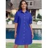 image:imageANRABESS Womens Button Down Shirt Dress Summer Short Sleeve Business Casual Shift Dresses with Pockets 2026 TrendyRoyal Blue
