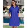 image:imageANRABESS Womens Button Down Shirt Dress Summer Short Sleeve Business Casual Shift Dresses with Pockets 2026 TrendyRoyal Blue
